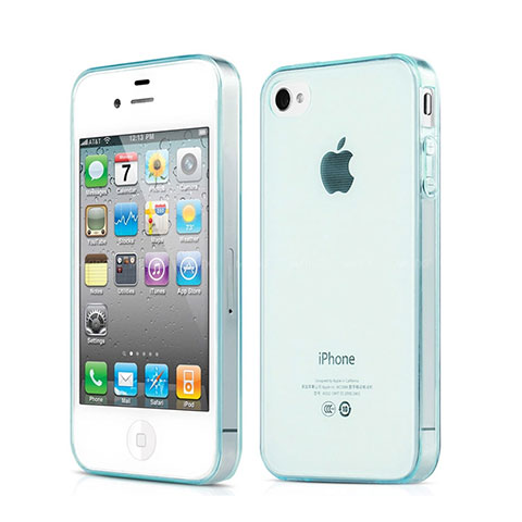 Cover TPU Trasparente Ultra Slim Morbida per Apple iPhone 4S Cielo Blu