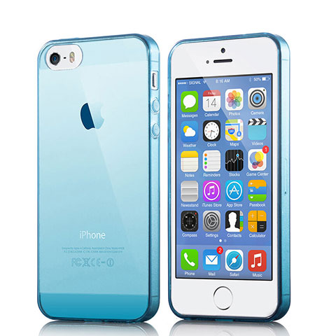 Cover TPU Trasparente Ultra Slim Morbida per Apple iPhone 5 Blu