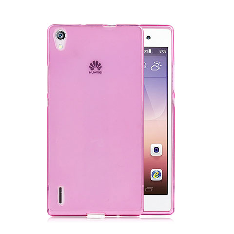 Cover TPU Trasparente Ultra Sottile Morbida per Huawei Ascend P7 Rosa