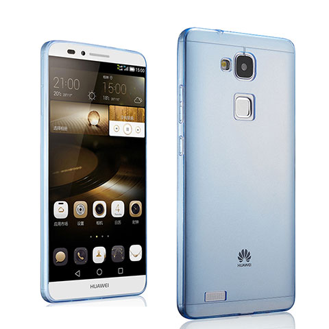 Cover TPU Trasparente Ultra Sottile Morbida per Huawei Mate 7 Blu