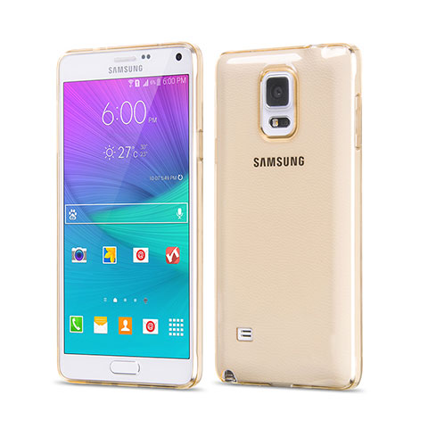 Cover TPU Trasparente Ultra Sottile Morbida per Samsung Galaxy Note 4 Duos N9100 Dual SIM Oro