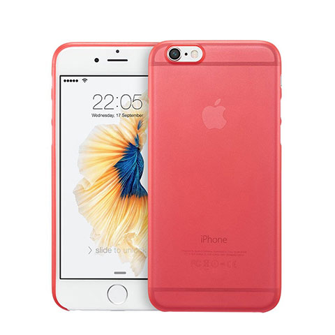 Cover Ultra Slim Trasparente Rigida Opaca per Apple iPhone 6 Plus Rosso