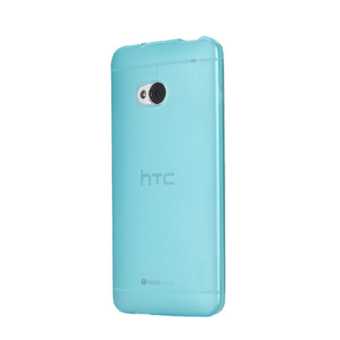 Cover Ultra Sottile Trasparente Rigida Opaca per HTC One M7 Blu