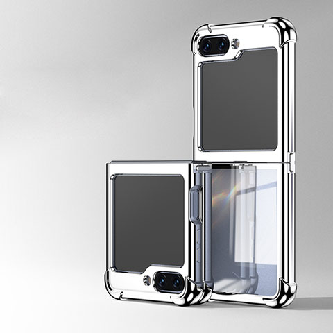 Custodia Crystal Trasparente Rigida Cover AN1 per Samsung Galaxy Z Flip5 5G Argento