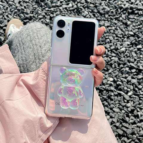Custodia Crystal Trasparente Rigida Cover T02 per Oppo Find N2 Flip 5G Multicolore