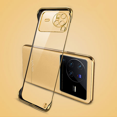 Custodia Crystal Trasparente Rigida Senza Cornice Cover H01 per Vivo X80 Pro 5G Oro