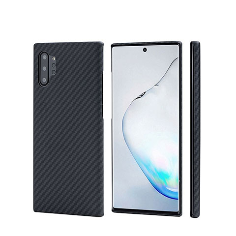 Custodia Fibra di Carbonio Lusso Morbida Spigato Cover C01 per Samsung Galaxy Note 10 Plus 5G Nero