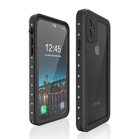 Custodia Impermeabile Silicone e Plastica Opaca Waterproof Cover 360 Gradi per Apple iPhone 11 Nero