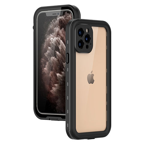 Custodia Impermeabile Silicone e Plastica Opaca Waterproof Cover 360 Gradi per Apple iPhone 12 Pro Max Nero