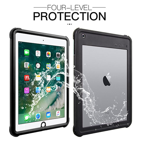 Custodia Impermeabile Silicone e Plastica Opaca Waterproof Cover 360 Gradi per Apple New iPad 9.7 (2017) Nero