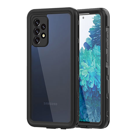 Custodia Impermeabile Silicone e Plastica Opaca Waterproof Cover 360 Gradi per Samsung Galaxy A52 5G Nero