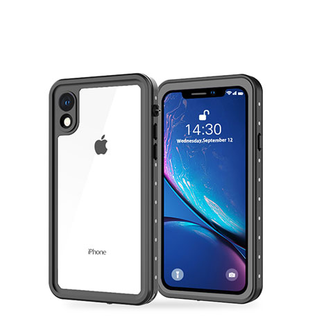 Custodia Impermeabile Silicone e Plastica Opaca Waterproof Cover 360 Gradi W01 per Apple iPhone XR Nero