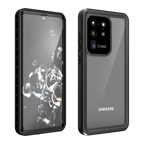 Custodia Impermeabile Silicone e Plastica Opaca Waterproof Cover 360 Gradi W01 per Samsung Galaxy S20 Ultra Nero