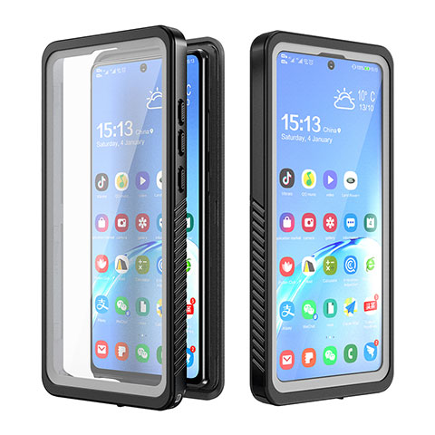 Custodia Impermeabile Silicone e Plastica Opaca Waterproof Cover 360 Gradi W02 per Samsung Galaxy Note 20 5G Nero