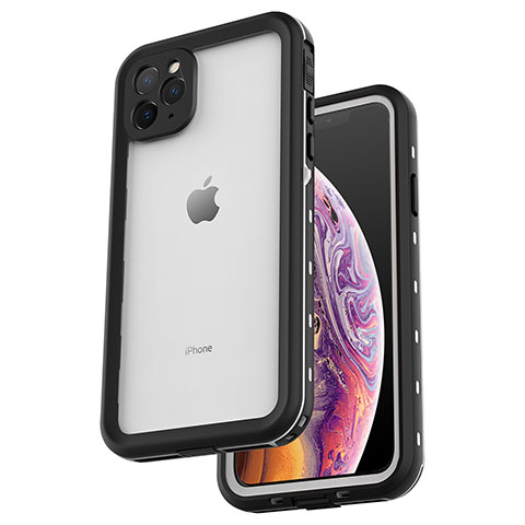 Custodia Impermeabile Silicone e Plastica Opaca Waterproof Cover 360 Gradi W04 per Apple iPhone 11 Pro Max Argento
