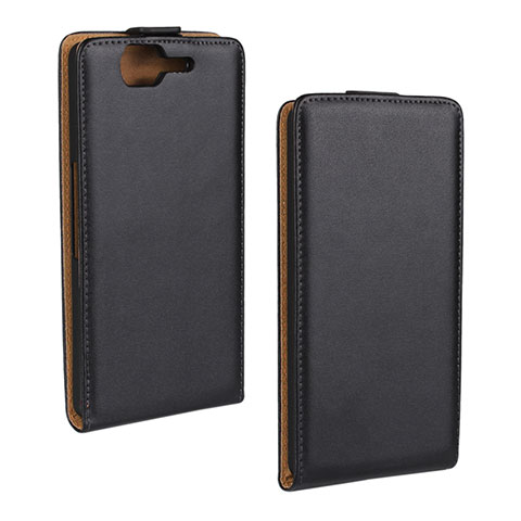 Custodia In Pelle Flip per Wiko Highway Nero