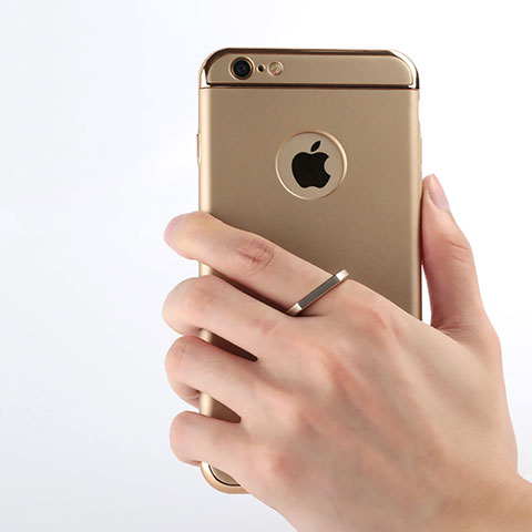 Custodia Lusso Alluminio con Anello Supporto per Apple iPhone 6S Plus Oro