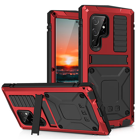 Custodia Lusso Alluminio Cover 360 Gradi M04 per Samsung Galaxy S23 Ultra 5G Rosso