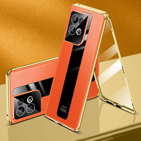 Custodia Lusso Alluminio Cover 360 Gradi P01 per Oppo Reno8 Pro 5G Arancione