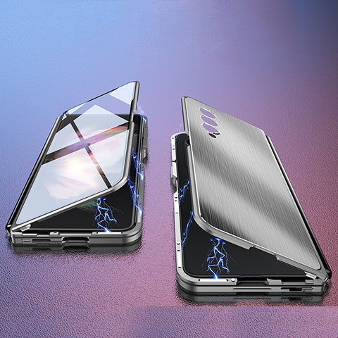 Custodia Lusso Alluminio Cover 360 Gradi P02 per Samsung Galaxy Z Fold4 5G Grigio