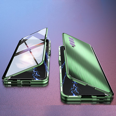Custodia Lusso Alluminio Cover 360 Gradi P02 per Samsung Galaxy Z Fold4 5G Verde