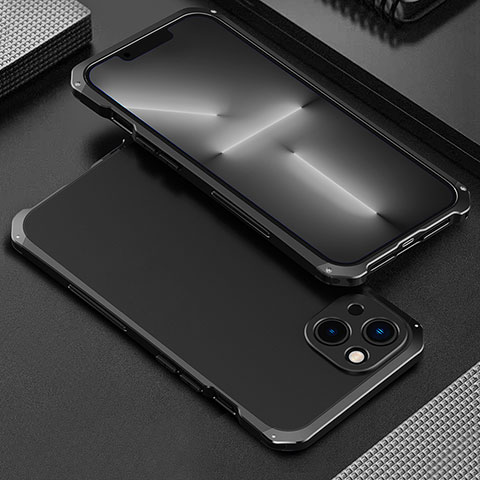 Custodia Lusso Alluminio Cover 360 Gradi per Apple iPhone 14 Plus Nero