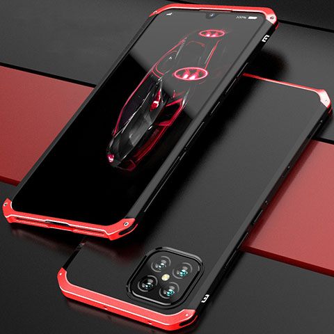 Custodia Lusso Alluminio Cover 360 Gradi per Huawei Nova 8 SE 5G Rosso e Nero