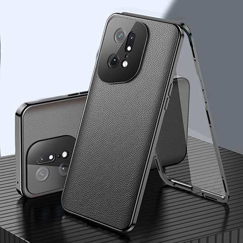 Custodia Lusso Alluminio Cover 360 Gradi per Oppo Find X5 Pro 5G Nero