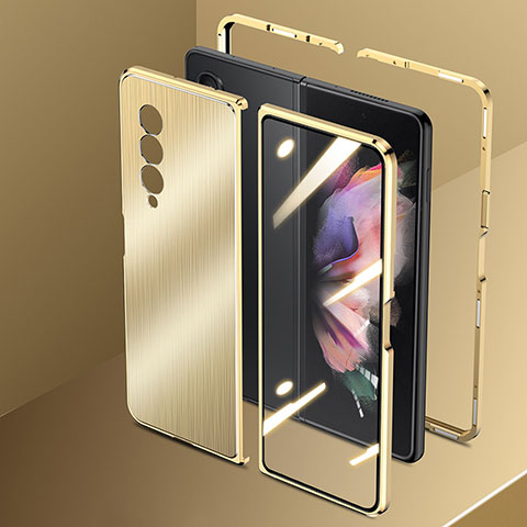 Custodia Lusso Alluminio Cover 360 Gradi per Samsung Galaxy Z Fold3 5G Oro
