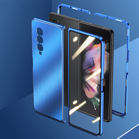 Custodia Lusso Alluminio Cover 360 Gradi per Samsung Galaxy Z Fold4 5G Blu