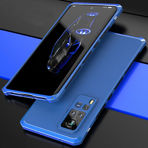 Custodia Lusso Alluminio Cover 360 Gradi per Vivo X60 Pro 5G Blu