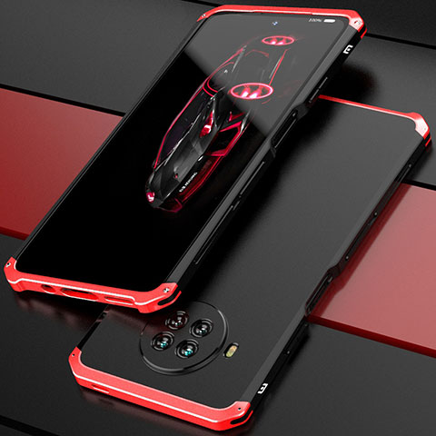 Custodia Lusso Alluminio Cover 360 Gradi per Xiaomi Mi 10T Lite 5G Rosso e Nero