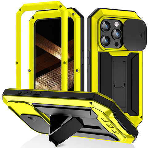 Custodia Lusso Alluminio Cover 360 Gradi RJ3 per Apple iPhone 13 Pro Max Giallo