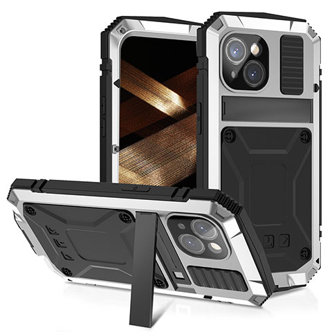 Custodia Lusso Alluminio Cover 360 Gradi RJ4 per Apple iPhone 13 Argento