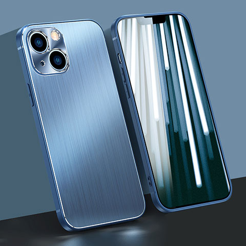 Custodia Lusso Alluminio Cover M09 per Apple iPhone 14 Plus Blu