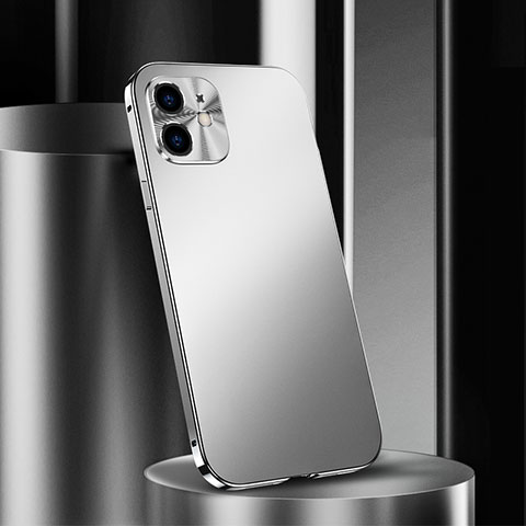 Custodia Lusso Alluminio Cover N01 per Apple iPhone 12 Mini Argento