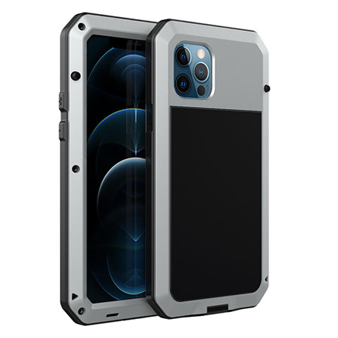 Custodia Lusso Alluminio Cover N01 per Apple iPhone 12 Pro Max Argento