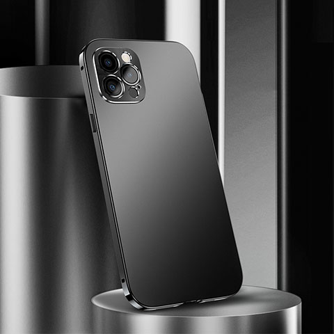 Custodia Lusso Alluminio Cover N02 per Apple iPhone 12 Pro Max Nero