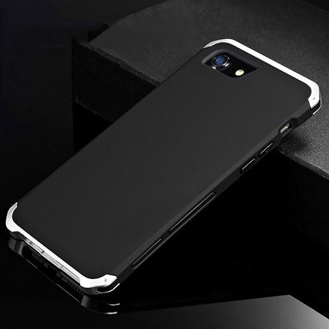 Custodia Lusso Alluminio Cover per Apple iPhone 7 Argento e Nero