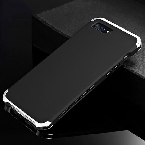 Custodia Lusso Alluminio Cover per Apple iPhone 8 Plus Argento e Nero