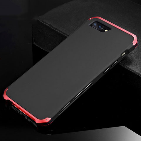 Custodia Lusso Alluminio Cover per Apple iPhone 8 Plus Rosso e Nero