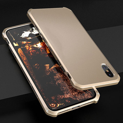 Custodia Lusso Alluminio Cover per Apple iPhone X Oro