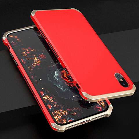 Custodia Lusso Alluminio Cover per Apple iPhone X Oro Rosa