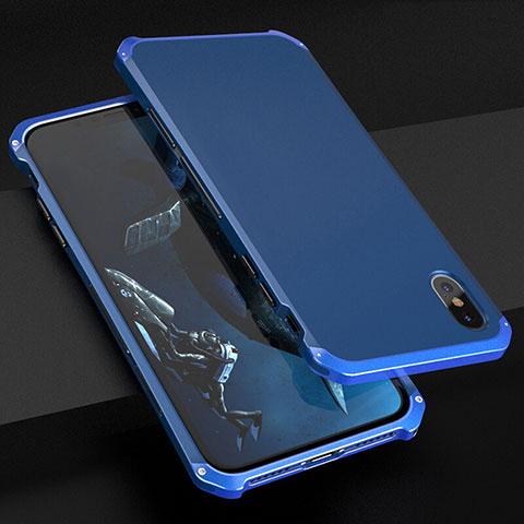 Custodia Lusso Alluminio Cover per Apple iPhone Xs Max Blu