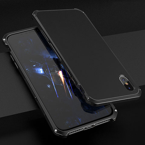 Custodia Lusso Alluminio Cover per Apple iPhone Xs Nero