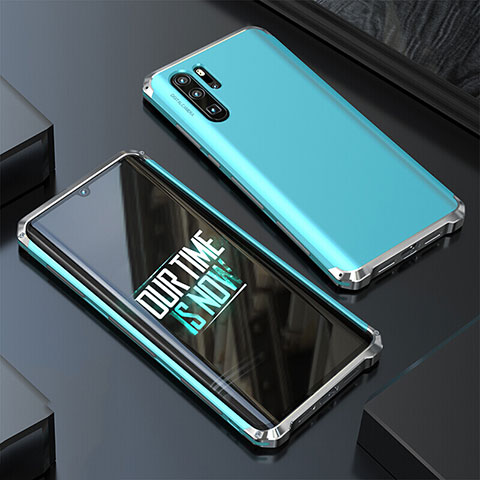 Custodia Lusso Alluminio Cover per Huawei P30 Pro Ciano