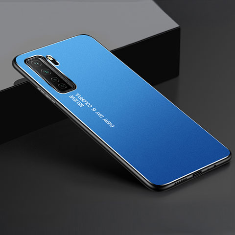 Custodia Lusso Alluminio Cover per Huawei P40 Lite 5G Blu