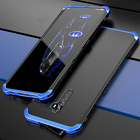 Custodia Lusso Alluminio Cover per Oppo Reno2 Blu