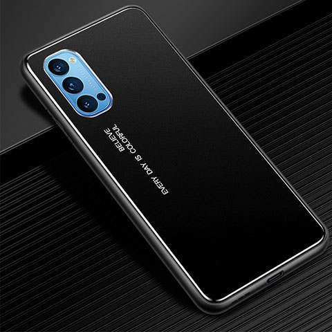 Custodia Lusso Alluminio Cover per Oppo Reno4 5G Nero