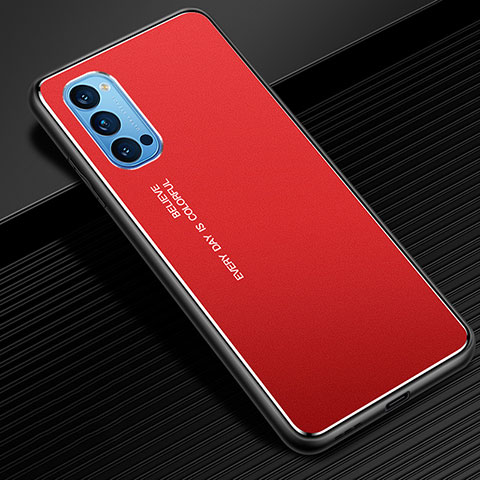 Custodia Lusso Alluminio Cover per Oppo Reno4 5G Rosso